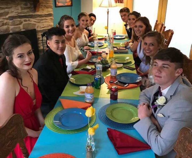 High schoolers having a prom dinner at the Canal House